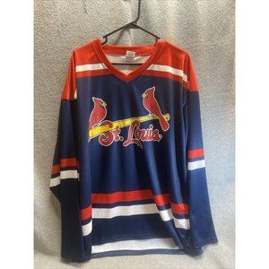 ST. LOUIS CARDINALS XL Long Sleeve Pull Over Jersey SHIRT Red White Blue Promo